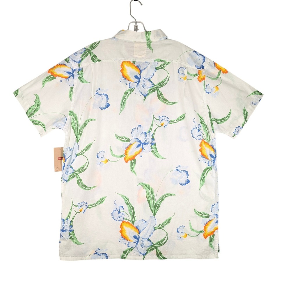 Levi's Button Up Shirt Mens XXL White Floral Tropical Hawaiian Short Sleeve - Picture 2 of 10